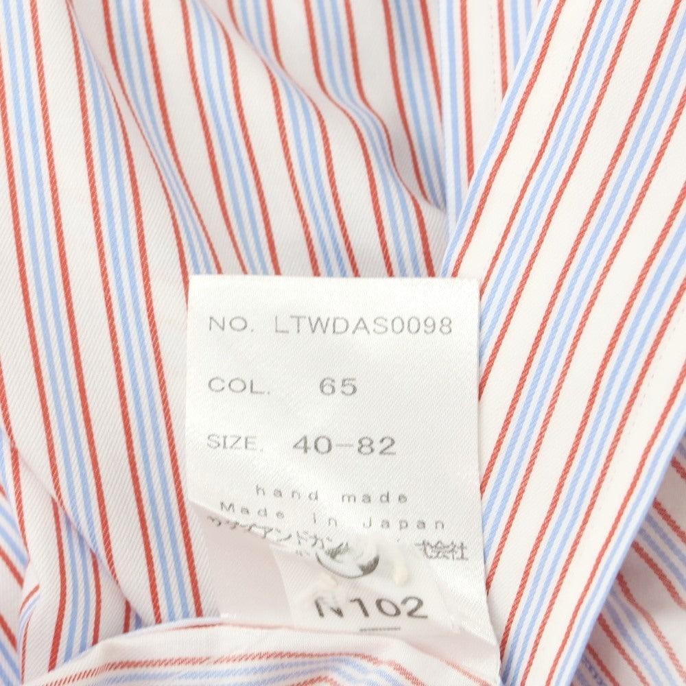 【中古】テックステック 鎌倉シャツ Tex Teq コットン ストライプ ワイドカラー ドレスシャツ レッドxホワイト【 40-82 】【 状態ランクB 】【 メンズ 】