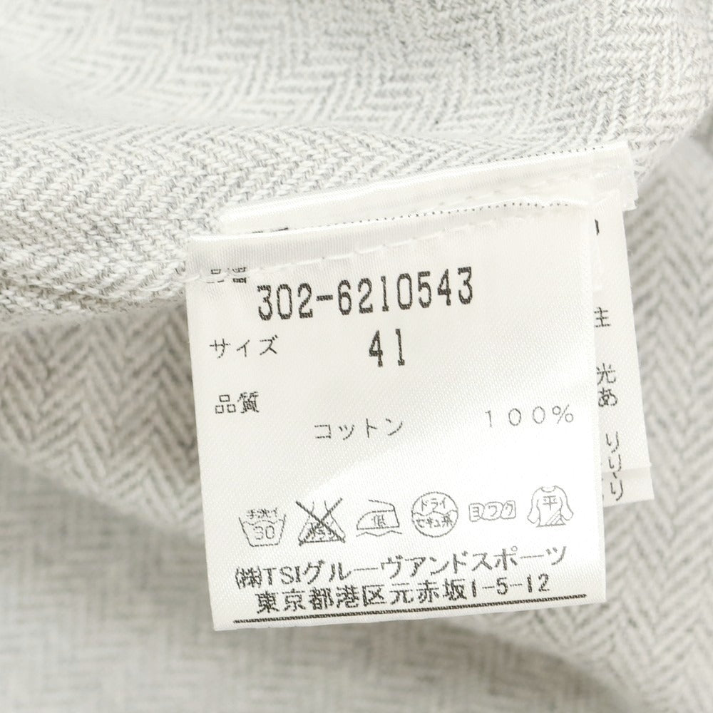 【中古】ヴィンツェンツォ ディ ルジエッロ Vincenzo di Ruggiero コットン ホリゾンタルカラー カジュアルシャツ ライトグレーxホワイト【 41 】【 状態ランクB 】【 メンズ 】