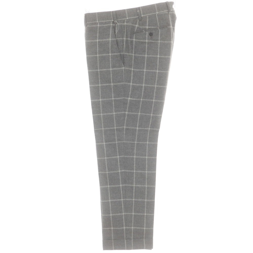 【中古】ジェルマーノ GERMANO ウールコットンカシミヤ チェック ドレススラックスパンツ グレーxホワイト【 50 】【 状態ランクC 】【 メンズ 】