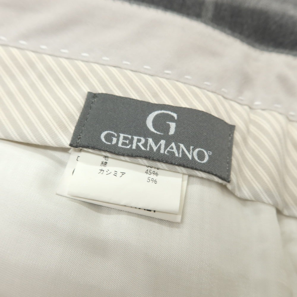 【中古】ジェルマーノ GERMANO ウールコットンカシミヤ チェック ドレススラックスパンツ グレーxホワイト【 50 】【 状態ランクC 】【 メンズ 】