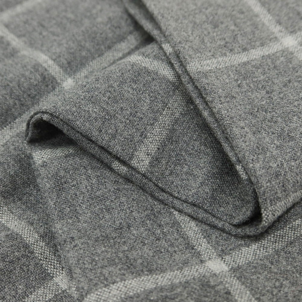 【中古】ジェルマーノ GERMANO ウールコットンカシミヤ チェック ドレススラックスパンツ グレーxホワイト【 50 】【 状態ランクC 】【 メンズ 】