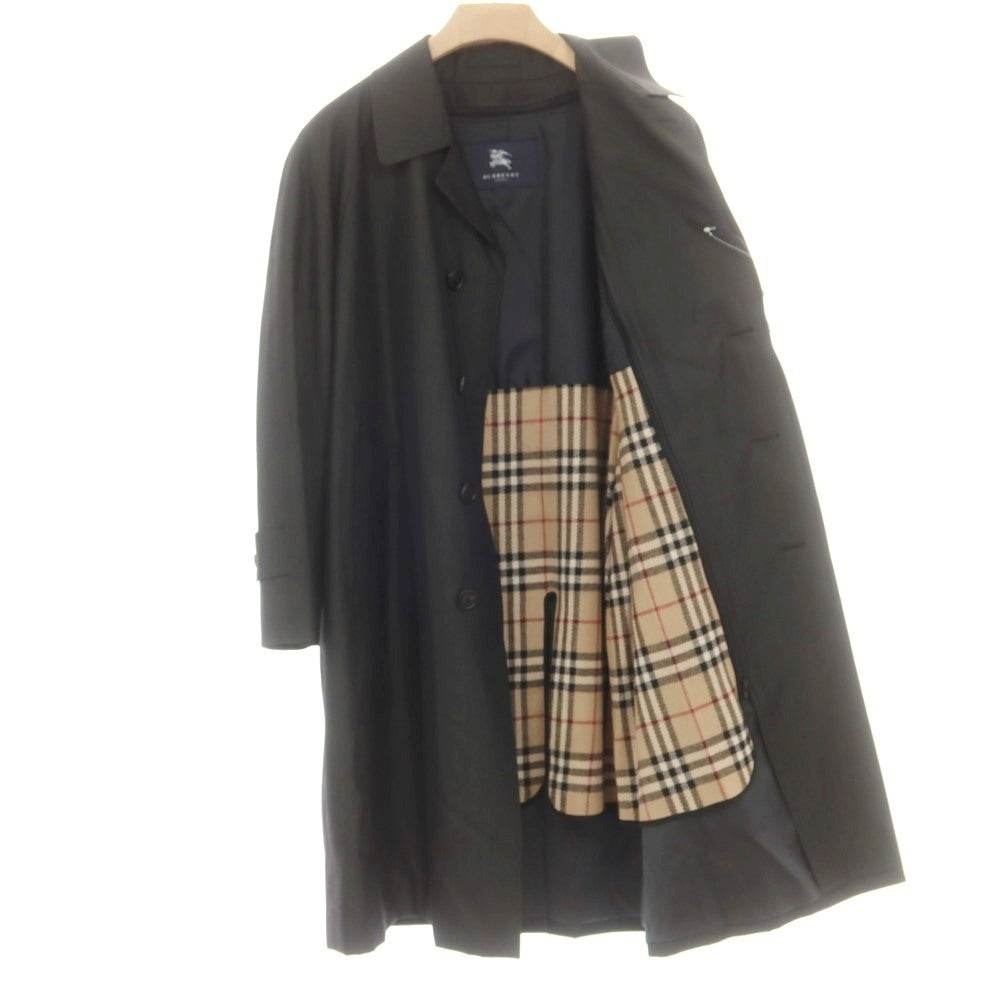 【中古】バーバリーロンドン BURBERRY LONDON ウールシルク ステンカラーコート ブラックカーキ【 90-165-4 】【 状態ランクB 】【 メンズ 】