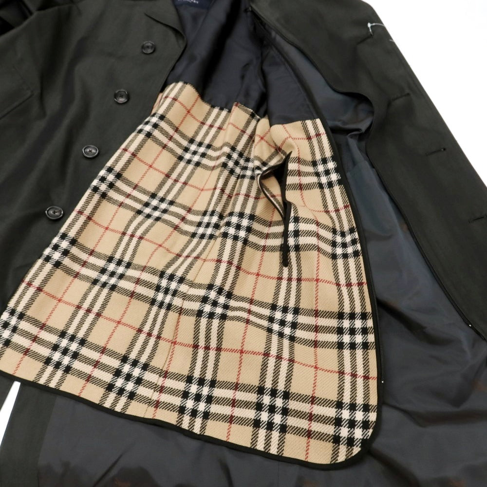 【中古】バーバリーロンドン BURBERRY LONDON ウールシルク ステンカラーコート ブラックカーキ【 90-165-4 】【 状態ランクB 】【 メンズ 】