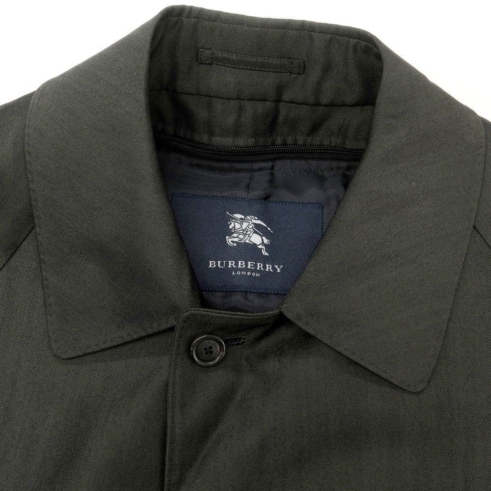 【中古】バーバリーロンドン BURBERRY LONDON ウールシルク ステンカラーコート ブラックカーキ【 90-165-4 】【 状態ランクB 】【 メンズ 】