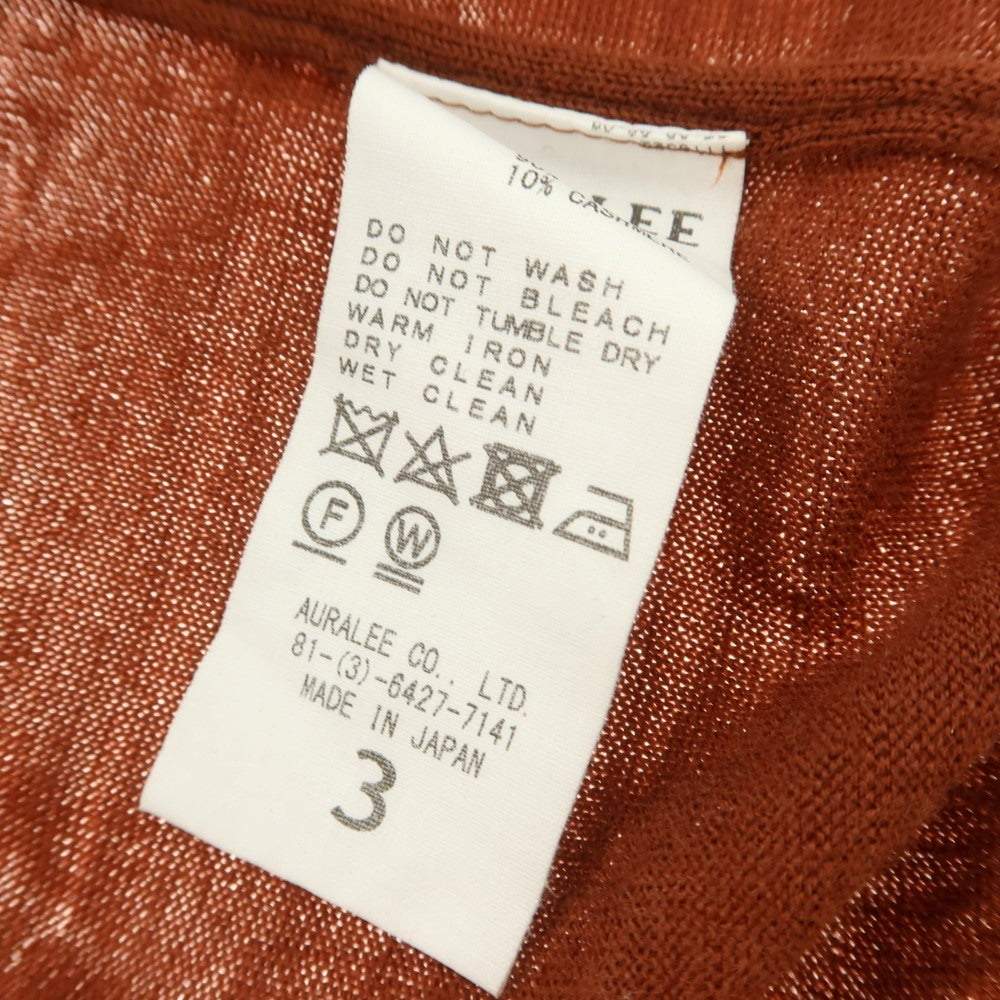 【中古】オーラリー AURALEE ハイゲージ ウールカシミヤ クルーネック プルオーバーニット テラコッタブラウン【 3 】【 状態ランクB 】【 メンズ 】