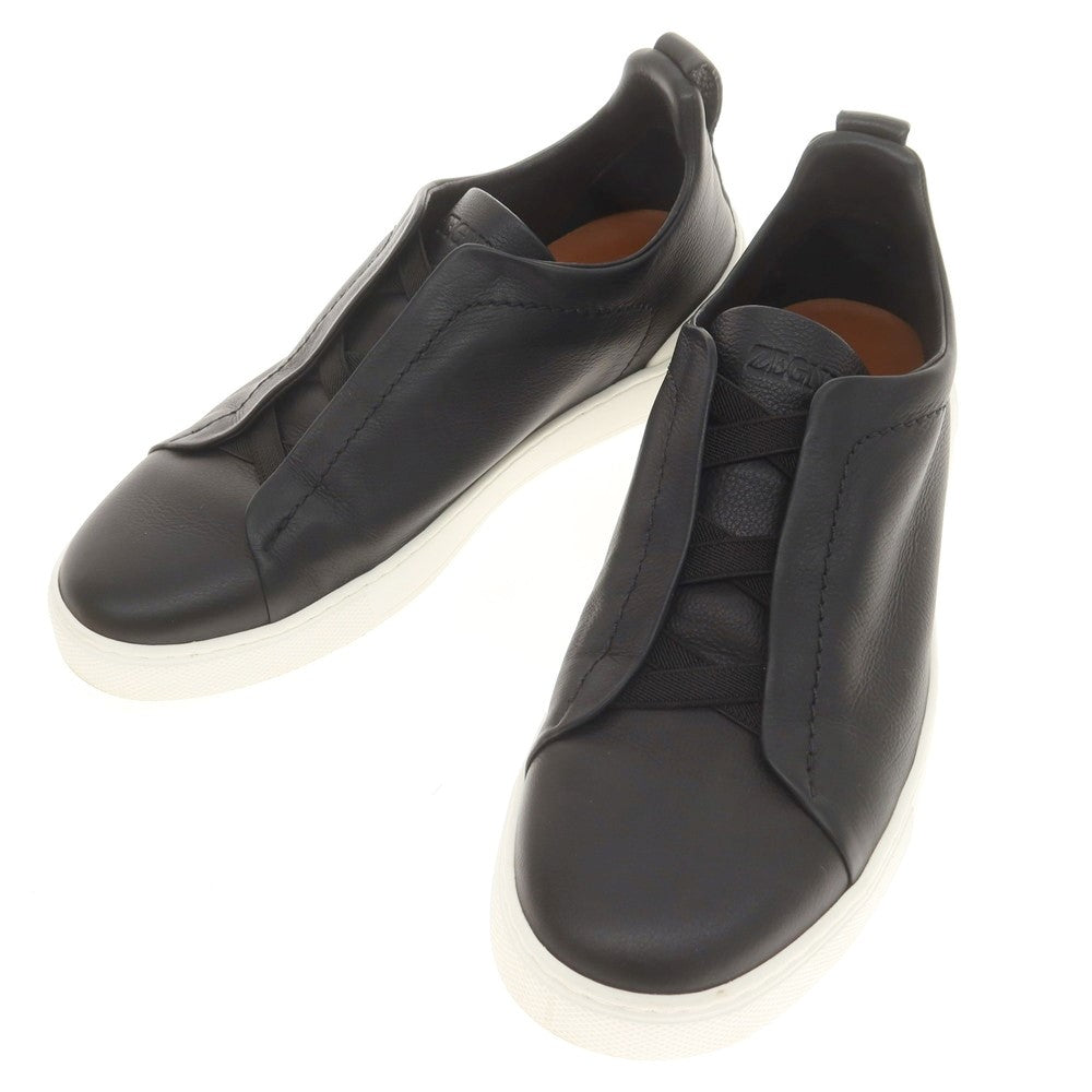 【中古】エルメネジルドゼニア Ermenegildo Zegna Triple Stitch ディアスキン スニーカー ブラック【 7 】【 状態ランクA 】【 メンズ 】