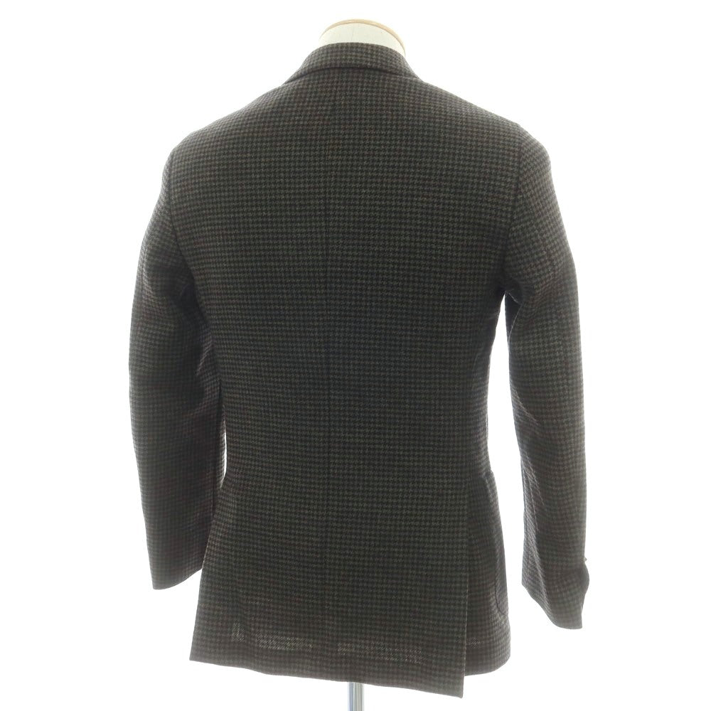 【中古】ラルディーニ LARDINI ウール ハウンドトゥース 3B テーラードジャケット オリーブxネイビー【 42 】【 状態ランクB 】【 メンズ 】