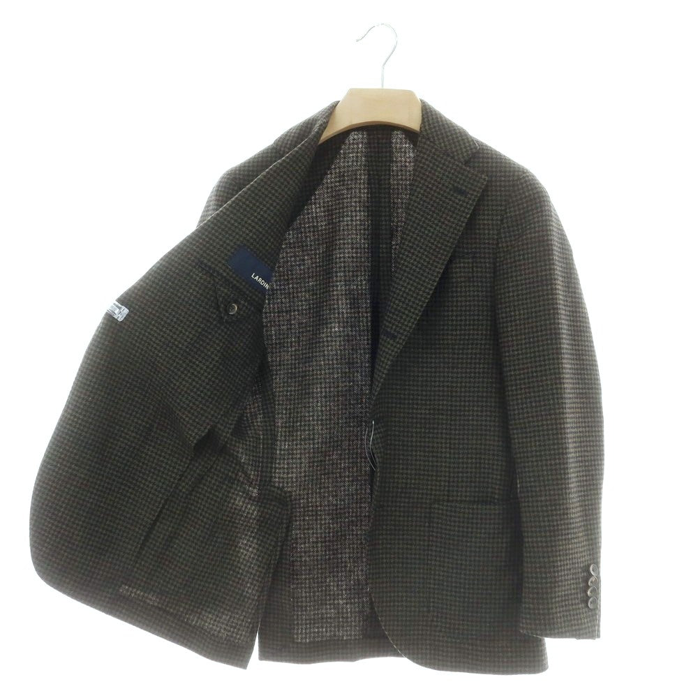 【中古】ラルディーニ LARDINI ウール ハウンドトゥース 3B テーラードジャケット オリーブxネイビー【 42 】【 状態ランクB 】【 メンズ 】