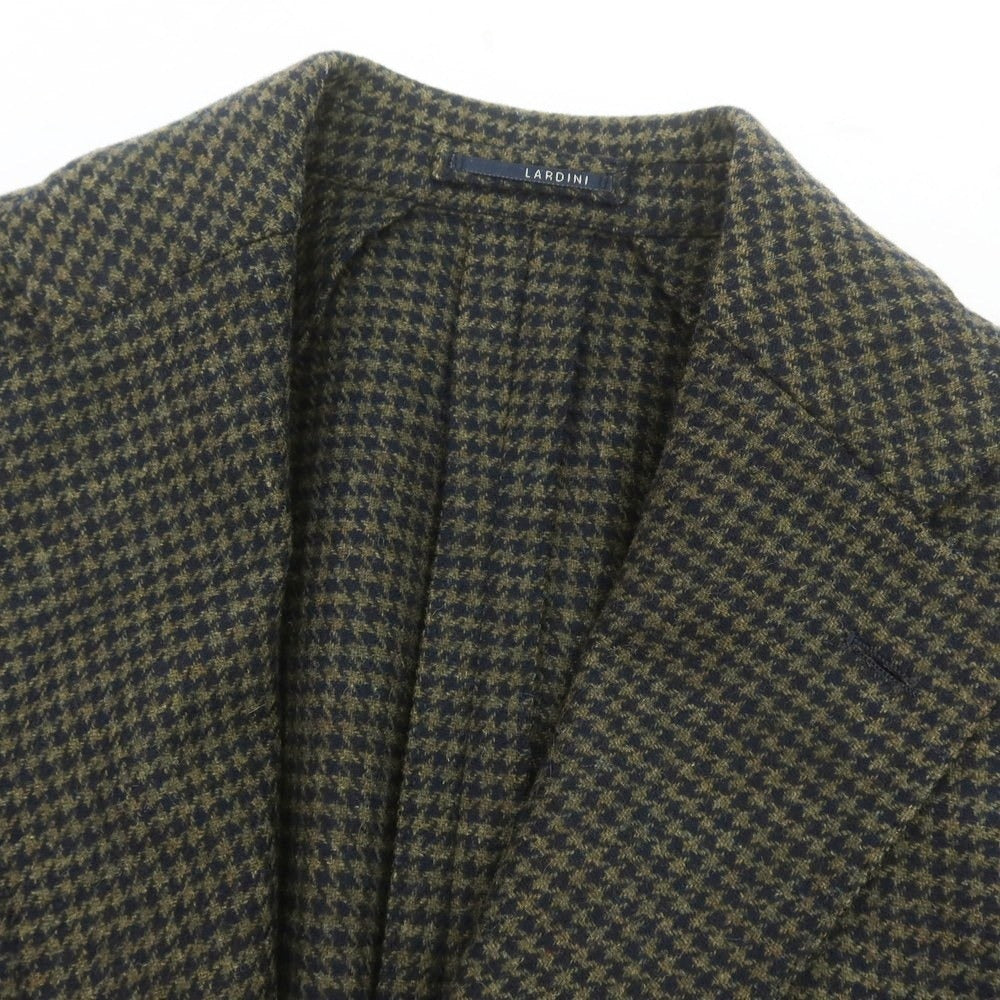 【中古】ラルディーニ LARDINI ウール ハウンドトゥース 3B テーラードジャケット オリーブxネイビー【 42 】【 状態ランクB 】【 メンズ 】