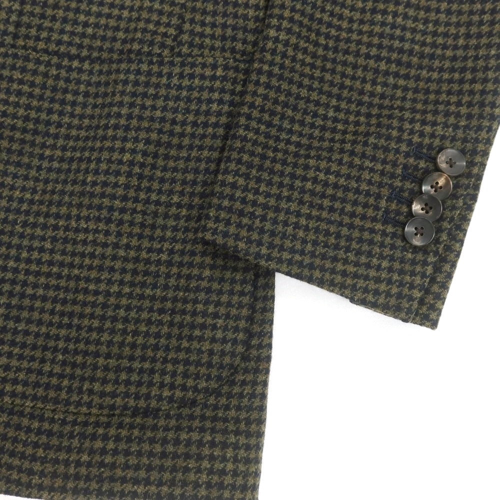 【中古】ラルディーニ LARDINI ウール ハウンドトゥース 3B テーラードジャケット オリーブxネイビー【 42 】【 状態ランクB 】【 メンズ 】