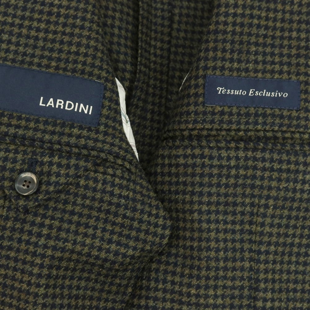 【中古】ラルディーニ LARDINI ウール ハウンドトゥース 3B テーラードジャケット オリーブxネイビー【 42 】【 状態ランクB 】【 メンズ 】