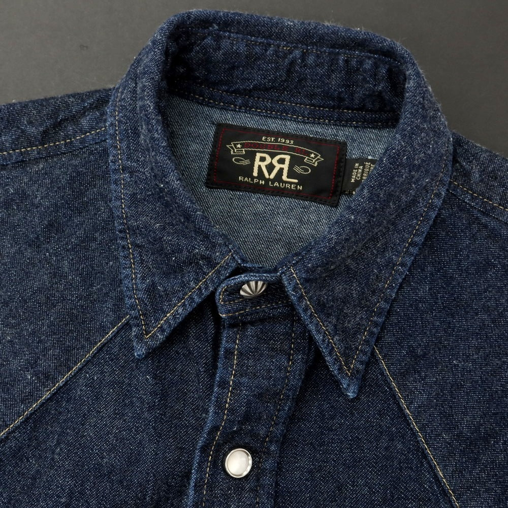 【中古】ダブルアールエル RRL DOUBLE RL コットン デニム ウエスタンシャツ ネイビー【 XS 】【 状態ランクB 】【 メンズ 】