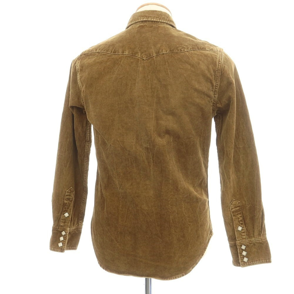 【中古】ダブルアールエル RRL DOUBLE RL コットン コーデュロイ レギュラーカラー ウエスタンシャツ カーキブラウン【 XS 】【 状態ランクB 】【 メンズ 】