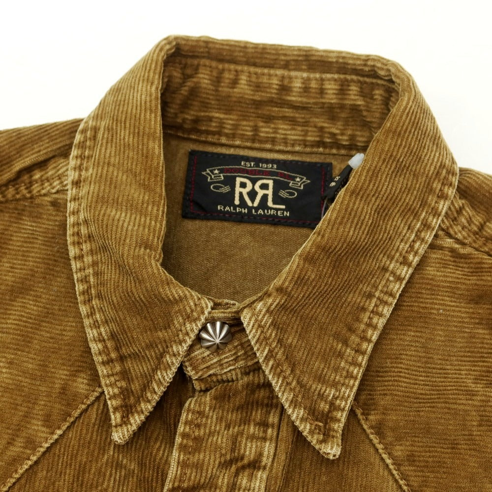 【中古】ダブルアールエル RRL DOUBLE RL コットン コーデュロイ レギュラーカラー ウエスタンシャツ カーキブラウン【 XS 】【 状態ランクB 】【 メンズ 】