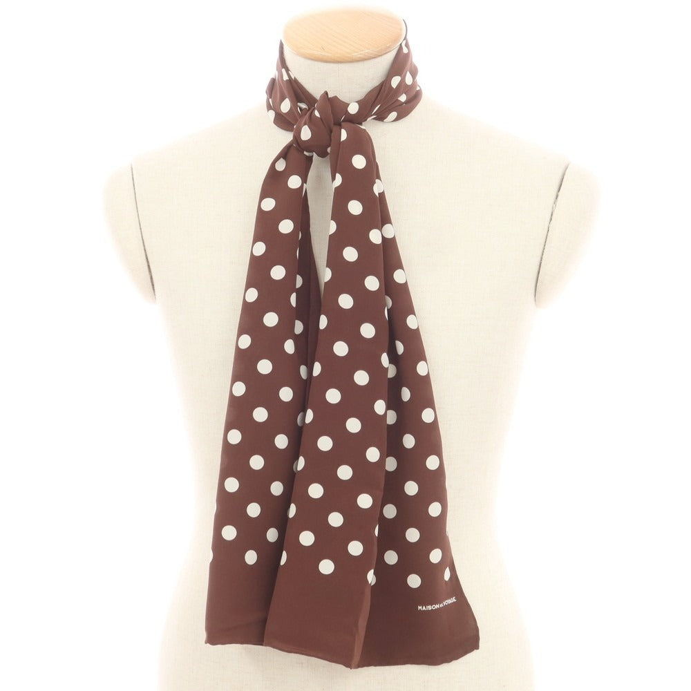 【中古】メゾン エ ボヤージュ MAISON&VOYAGE シルク ドット柄 ストール ブラウンxホワイト【 状態ランクB 】【 メンズ 】