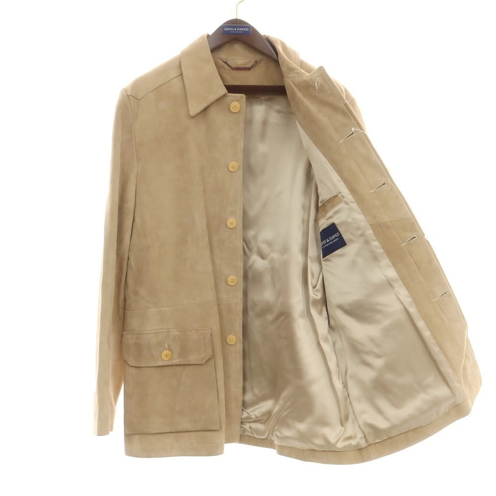 【中古】ギーブス&ホークス GIEVES&HAWKES ゴートスエード レザーブルゾン ベージュ【 42 】【 状態ランクC 】【 メンズ 】