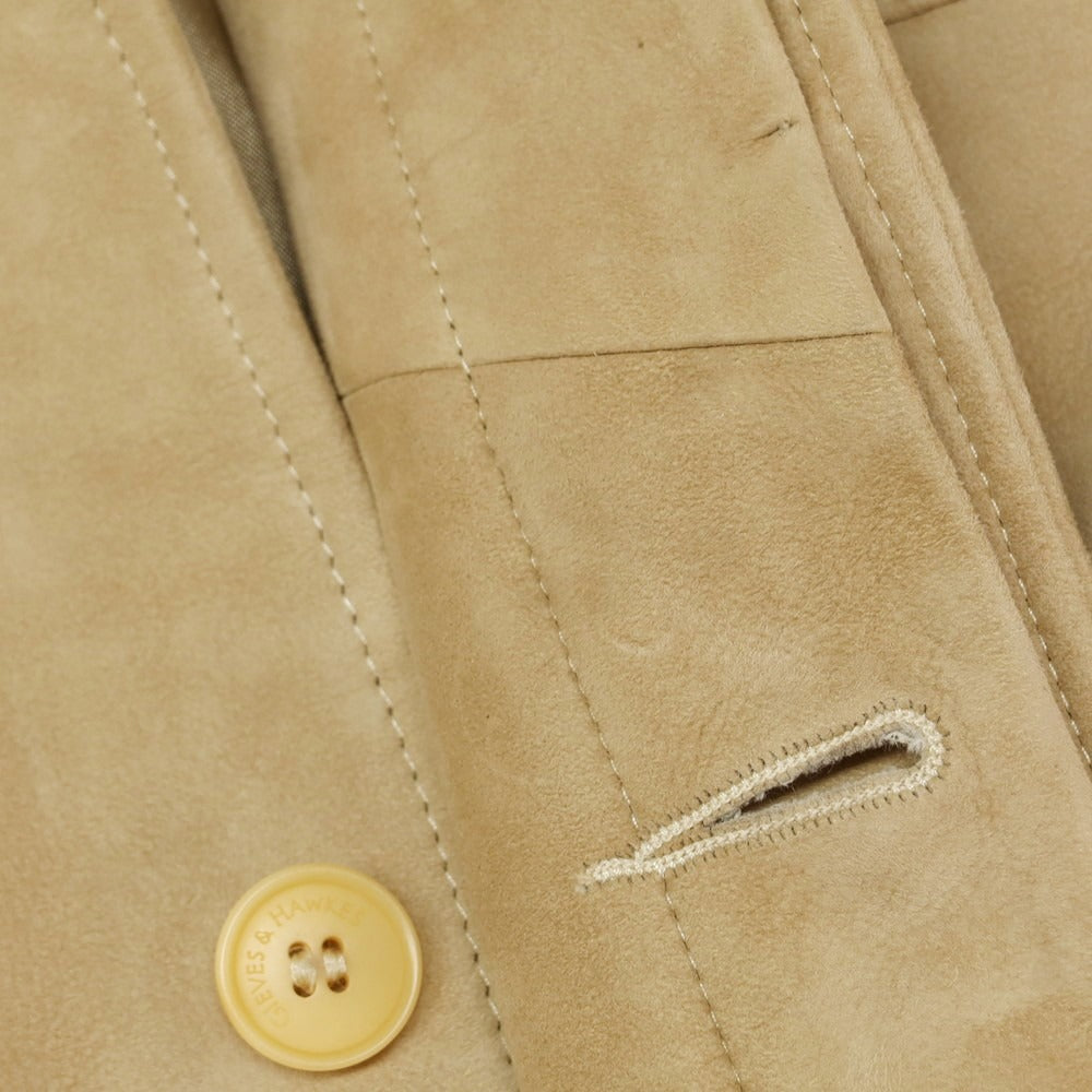 【中古】ギーブス&ホークス GIEVES&HAWKES ゴートスエード レザーブルゾン ベージュ【 42 】【 状態ランクC 】【 メンズ 】