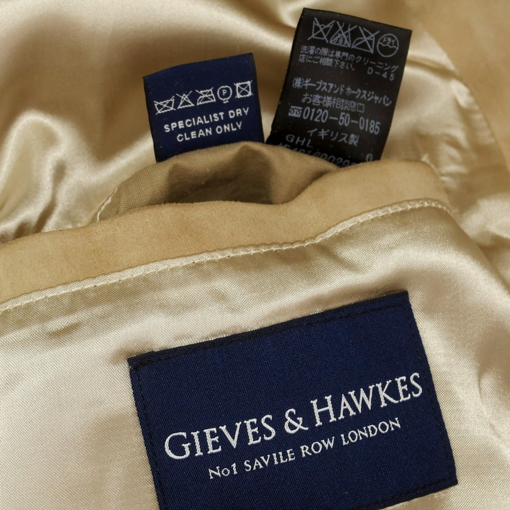 【中古】ギーブス&ホークス GIEVES&HAWKES ゴートスエード レザーブルゾン ベージュ【 42 】【 状態ランクC 】【 メンズ 】