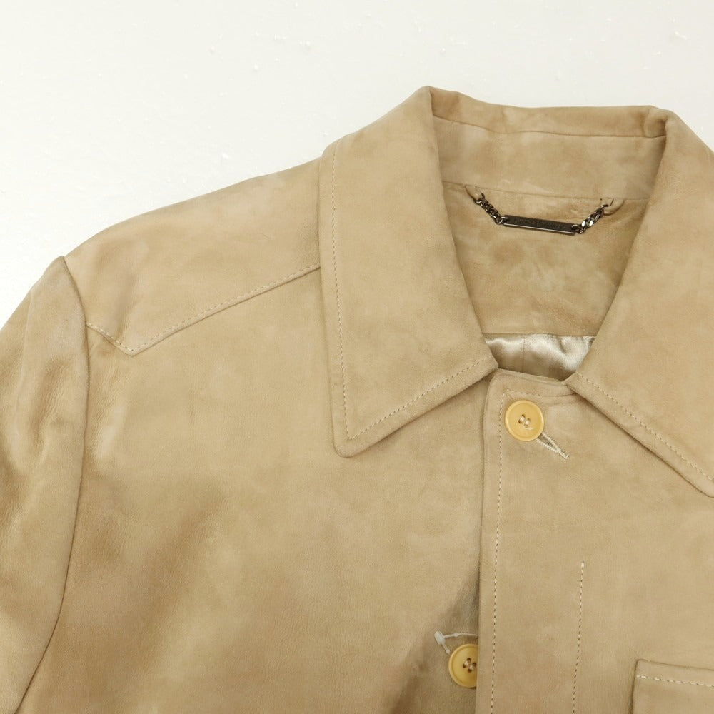 【中古】ギーブス&ホークス GIEVES&HAWKES ゴートスエード レザーブルゾン ベージュ【 42 】【 状態ランクC 】【 メンズ 】