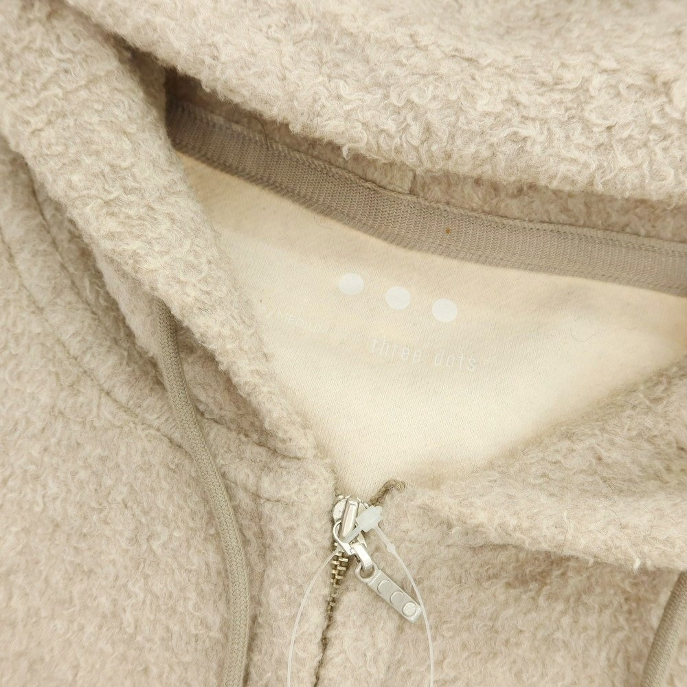 【中古】スリードッツ three dots コットンヤク ジップアップ パーカー ベージュ【 38/M 】【 状態ランクB 】【 メンズ 】