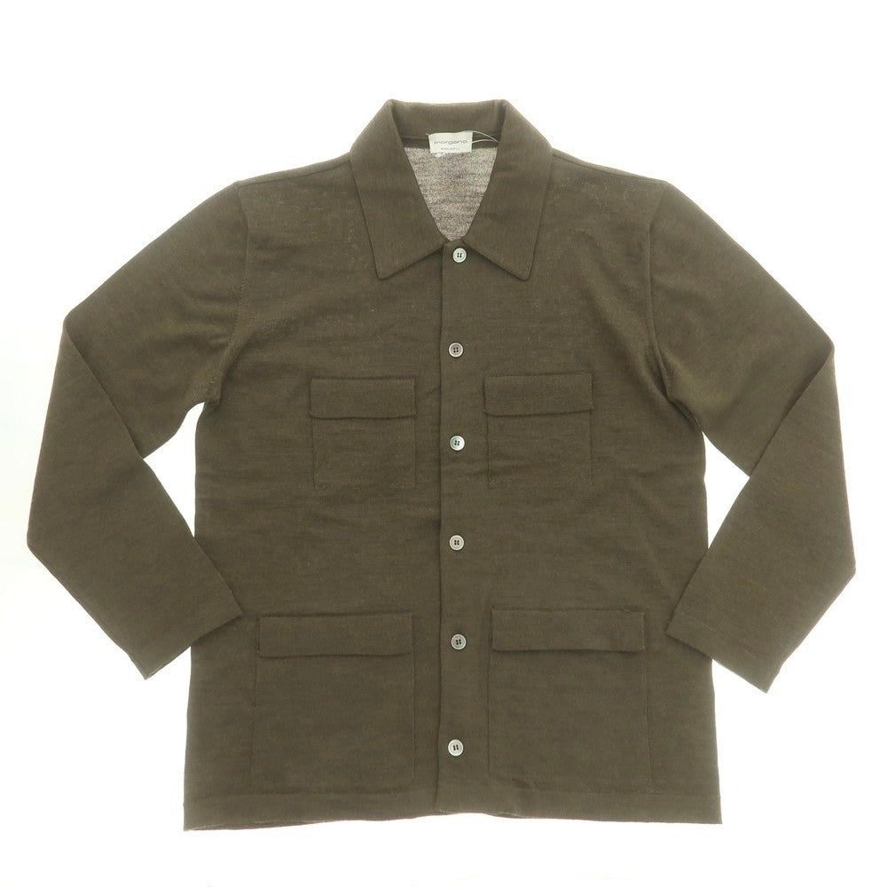 【中古】モルガーノ MORGANO ウール シャツ型 カーディガン ダークオリーブ【 48 】【 状態ランクB 】【 メンズ 】