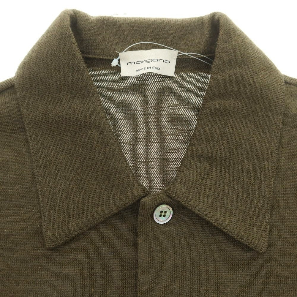 【中古】モルガーノ MORGANO ウール シャツ型 カーディガン ダークオリーブ【 48 】【 状態ランクB 】【 メンズ 】