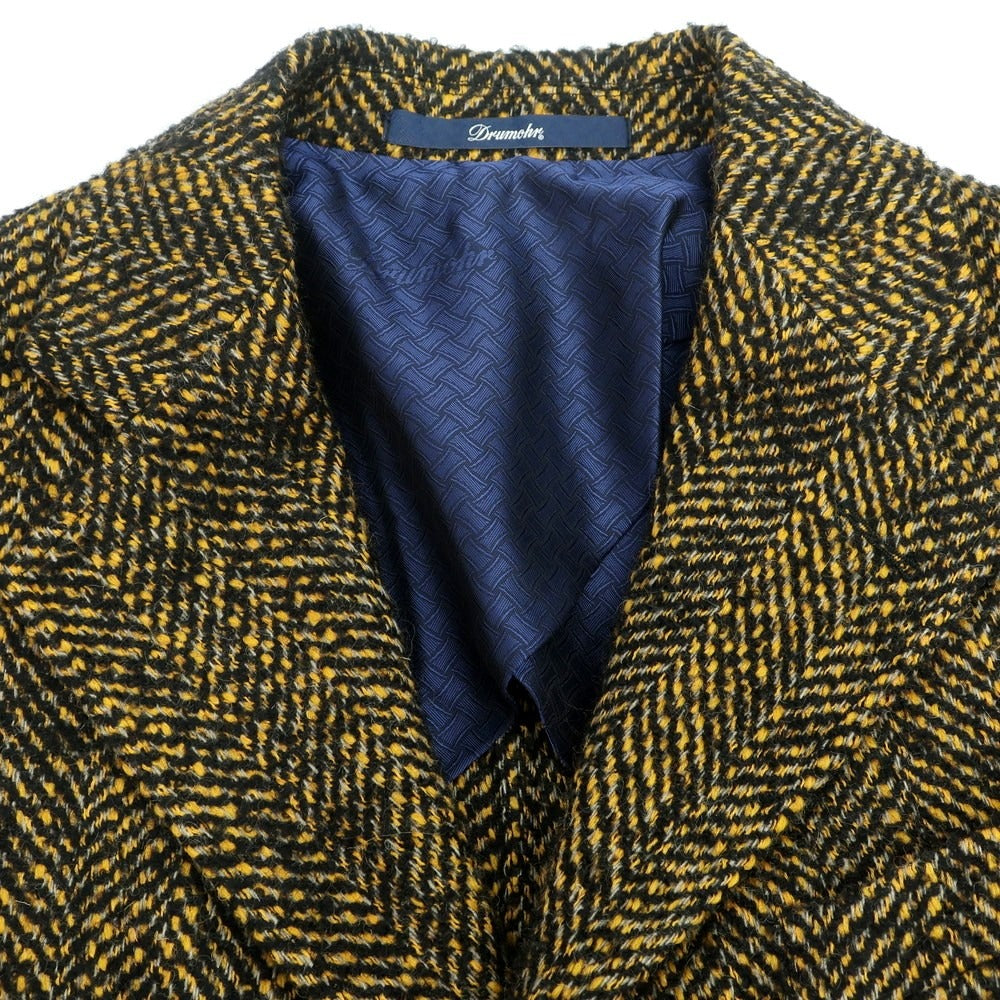 【新品】ドルモア DRUMOHR ツイードウール チェスターフィールドコート イエローxブラック【 48 】【 状態ランクN 】【 メンズ 】