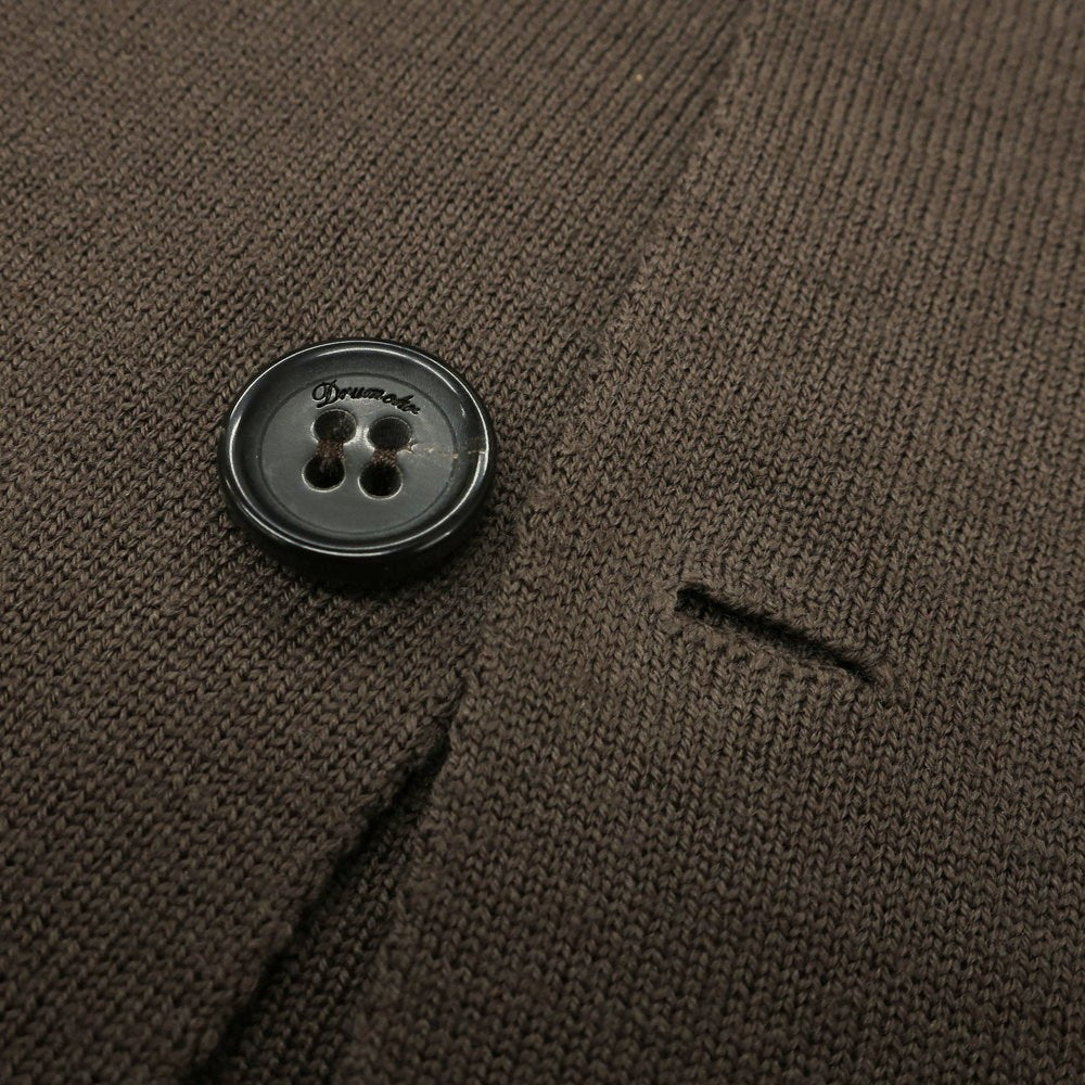 【新品】ドルモア DRUMOHR SUPERFINE140’S メリノウール ジャケット型 ニット カーディガン アッシュブラウン【 48 】【 状態ランクN 】【 メンズ 】