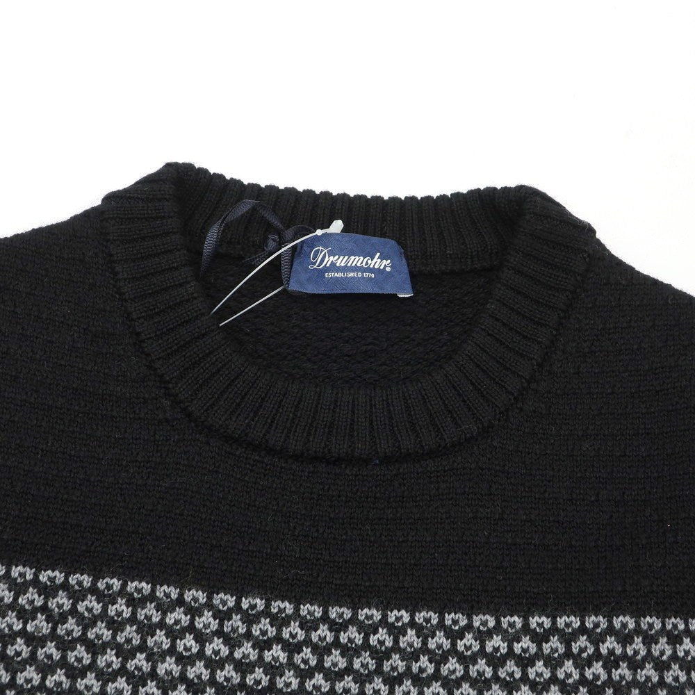 【新品】ドルモア DRUMOHR ウール クルーネック プルオーバーニット ブラックxグレー【 44 】【 状態ランクN 】【 メンズ 】