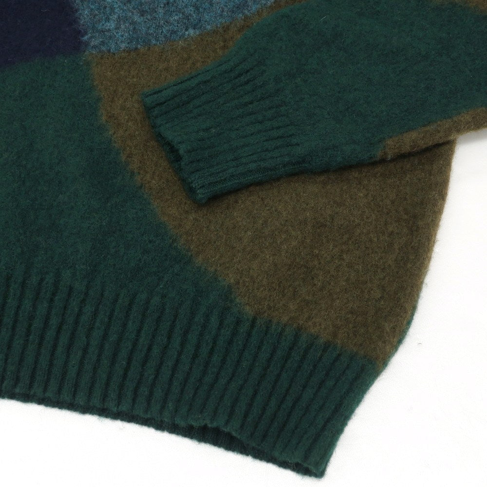 【新品】ドルモア DRUMOHR ラムズウール クルーネック プルオーバーニット グリーンxネイビー【 48 】【 状態ランクN 】【 メンズ 】