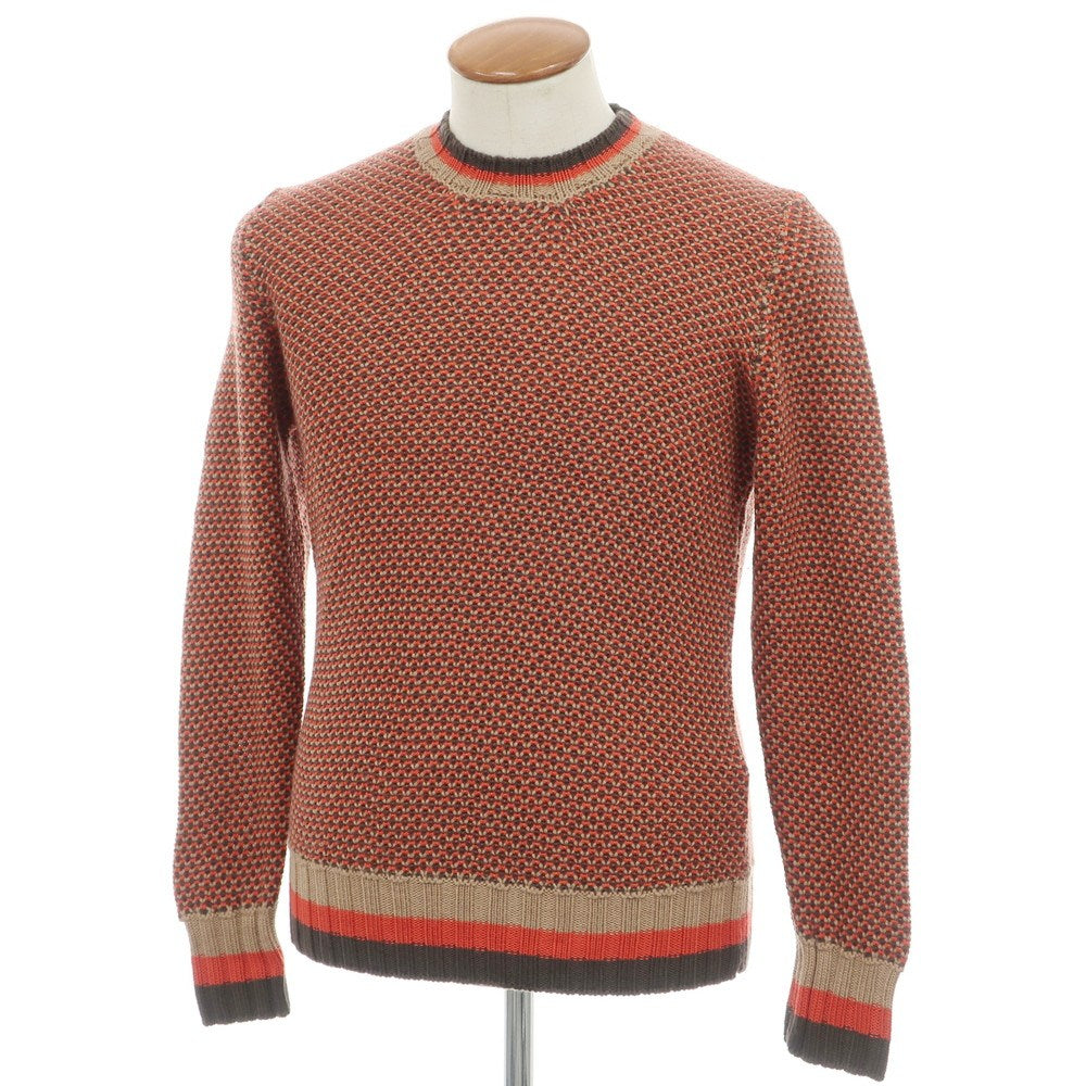 【新品】ドルモア DRUMOHR メリノウール クルーネック  プルオーバーニット オレンジxベージュ【 46 】【 状態ランクN 】【 メンズ 】