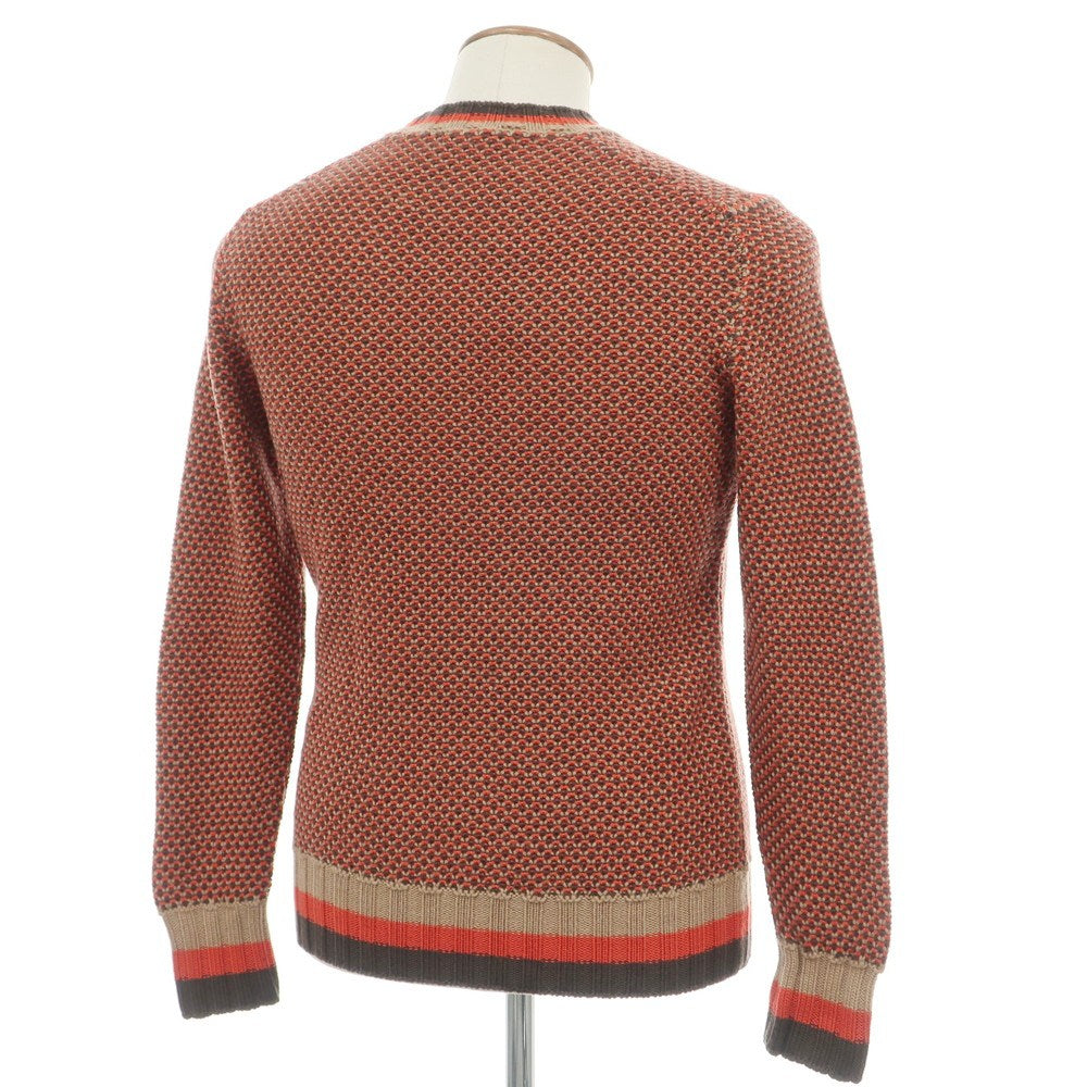 【新品】ドルモア DRUMOHR メリノウール クルーネック  プルオーバーニット オレンジxベージュ【 46 】【 状態ランクN 】【 メンズ 】