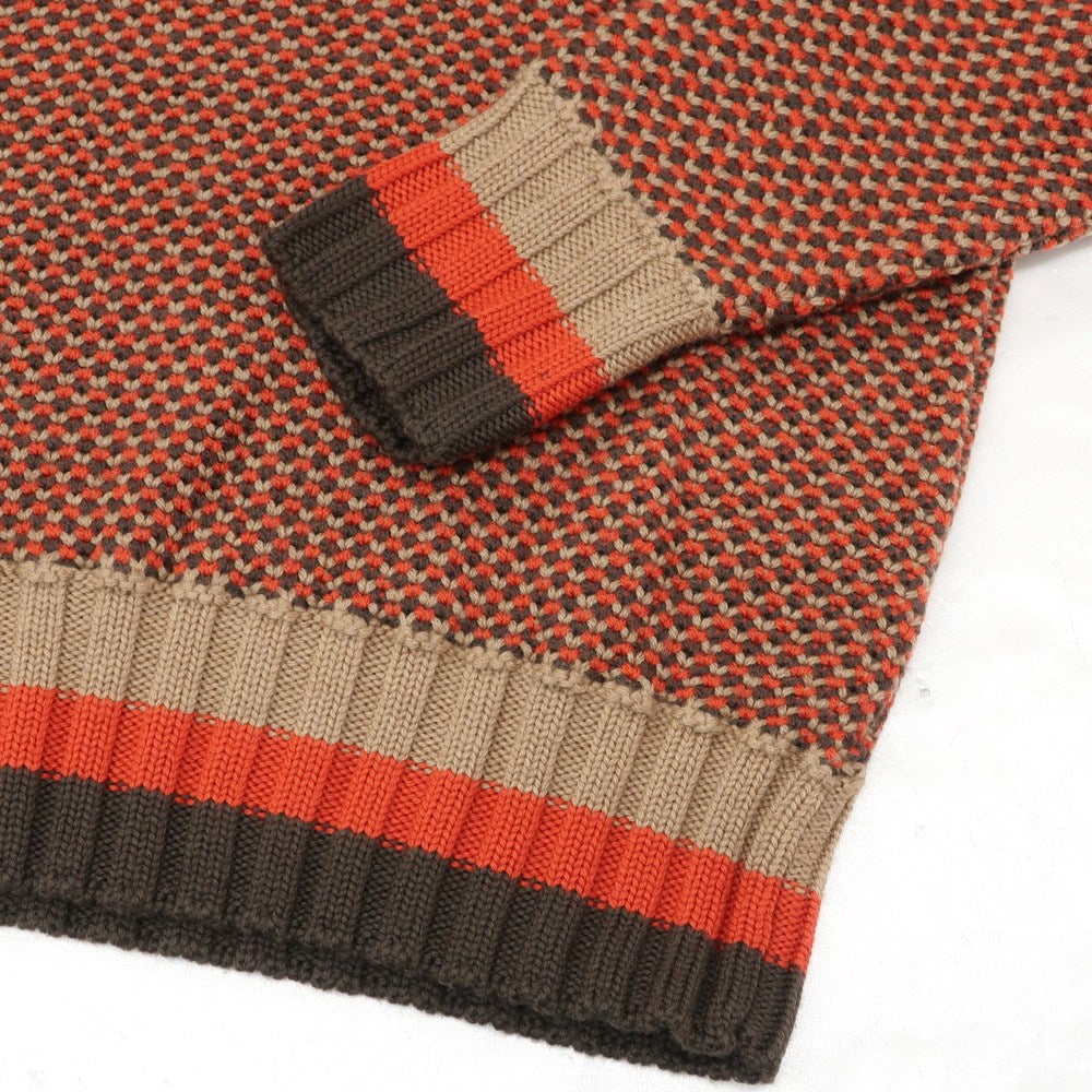 【新品】ドルモア DRUMOHR メリノウール クルーネック  プルオーバーニット オレンジxベージュ【 46 】【 状態ランクN 】【 メンズ 】