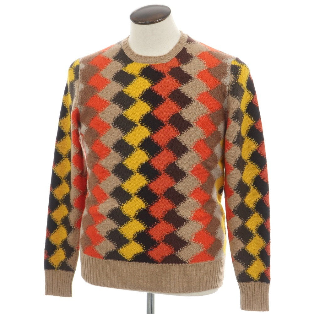 【新品】ドルモア DRUMOHR ラムズウール クルーネック  プルオーバーニット ベージュxオレンジ×イエロー【 52 】【 状態ランクN 】【 メンズ 】