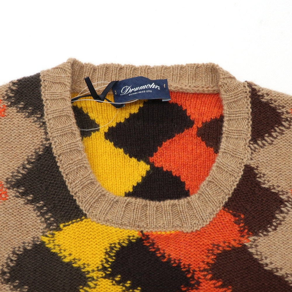 【新品】ドルモア DRUMOHR ラムズウール クルーネック  プルオーバーニット ベージュxオレンジ×イエロー【 52 】【 状態ランクN 】【 メンズ 】