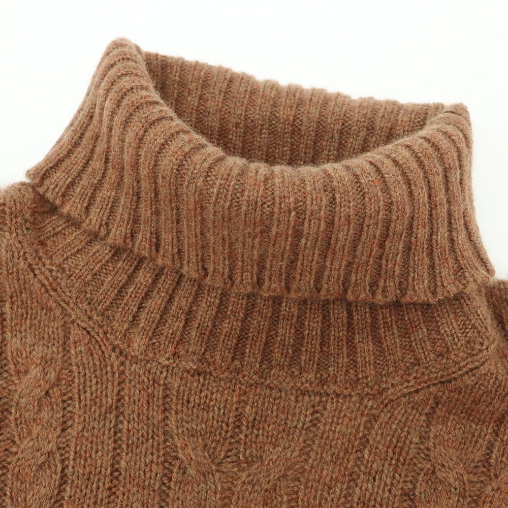 【新品】ドルモア DRUMOHR ケーブル編み ラムズウール タートルネック  プルオーバーニット ブラウン【 52 】【 状態ランクN 】【 メンズ 】