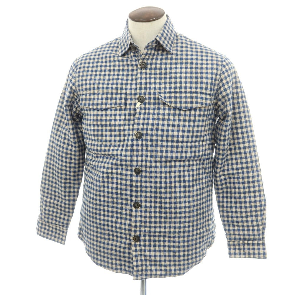 【新品】ギローバー GUY ROVER  コットン ギンガムチェック 中綿入り シャツジャケット ブルゾン ブルーxベージュ【 L 】【 状態ランクN 】【 メンズ 】