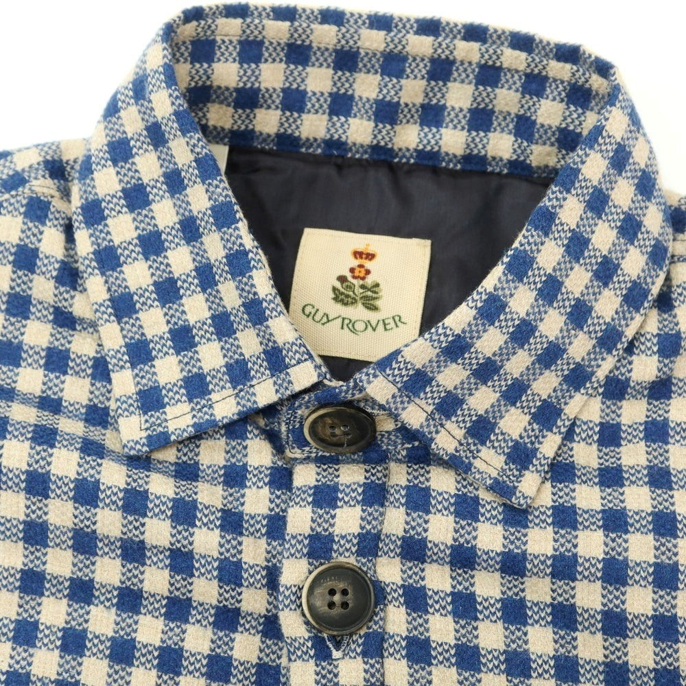 【新品】ギローバー GUY ROVER コットン ギンガムチェック 中綿入り シャツジャケット ブルゾン ブルーxベージュ【 XL 】【 状態ランクN 】【 メンズ 】