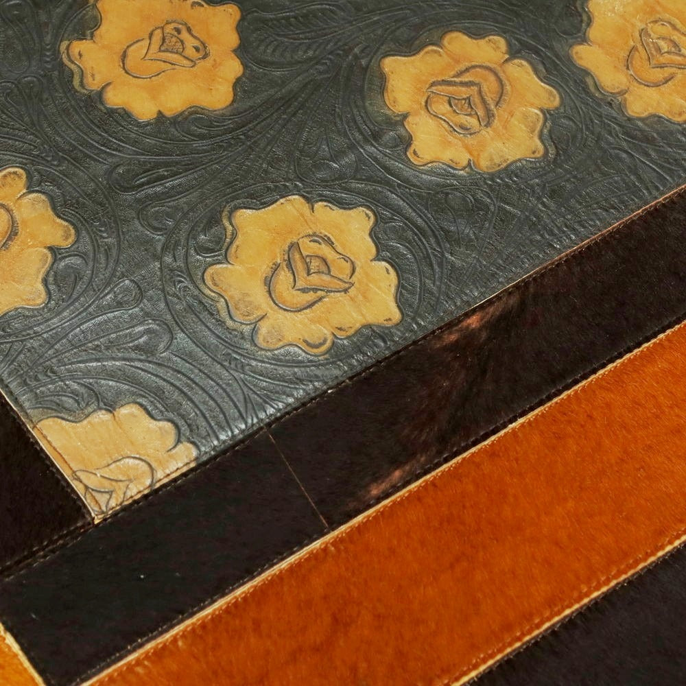 【中古】ルコンド L&KONDO カービングレザー ハラコレザー ラグマット ブラックxブラウン【 状態ランクB 】【 ユニセックス 】