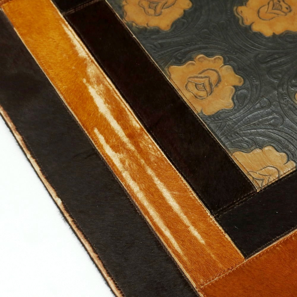 【中古】ルコンド L&KONDO カービングレザー ハラコレザー ラグマット ブラックxブラウン【 状態ランクB 】【 ユニセックス 】