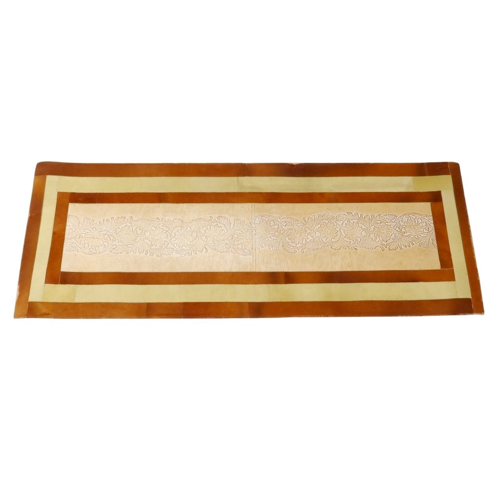 【中古】ルコンド L&KONDO カービングレザー ハラコレザー ラグマット オレンジブラウンxベージュ【 状態ランクB 】【 ユニセックス 】