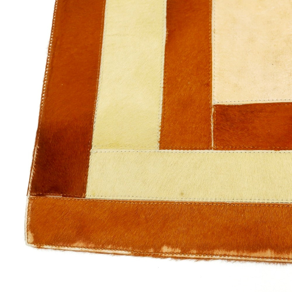 【中古】ルコンド L&KONDO カービングレザー ハラコレザー ラグマット オレンジブラウンxベージュ【 状態ランクB 】【 ユニセックス 】