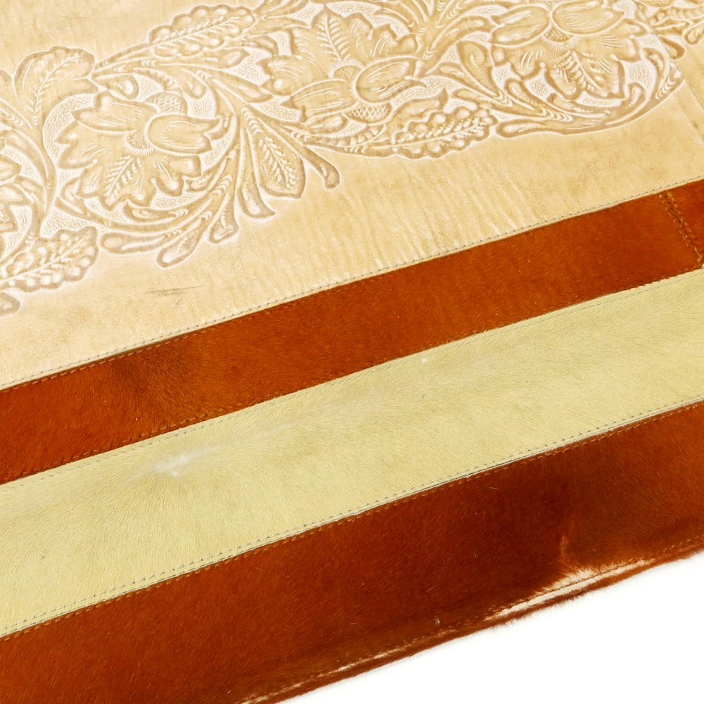 【中古】ルコンド L&KONDO カービングレザー ハラコレザー ラグマット オレンジブラウンxベージュ【 状態ランクB 】【 ユニセックス 】