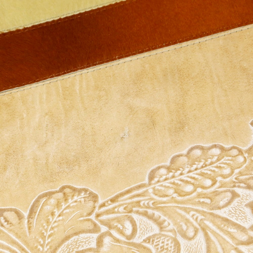 【中古】ルコンド L&KONDO カービングレザー ハラコレザー ラグマット オレンジブラウンxベージュ【 状態ランクB 】【 ユニセックス 】