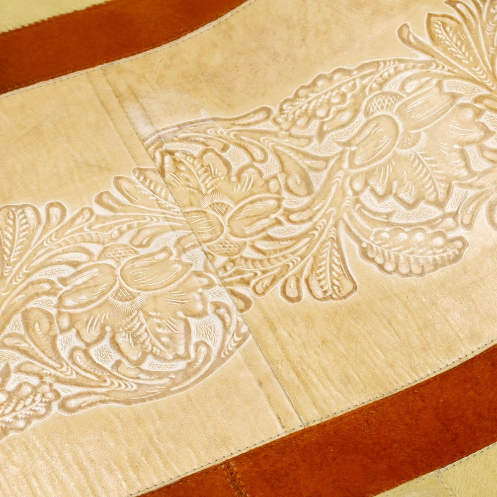 【中古】ルコンド L&KONDO カービングレザー ハラコレザー ラグマット オレンジブラウンxベージュ【 状態ランクB 】【 ユニセックス 】