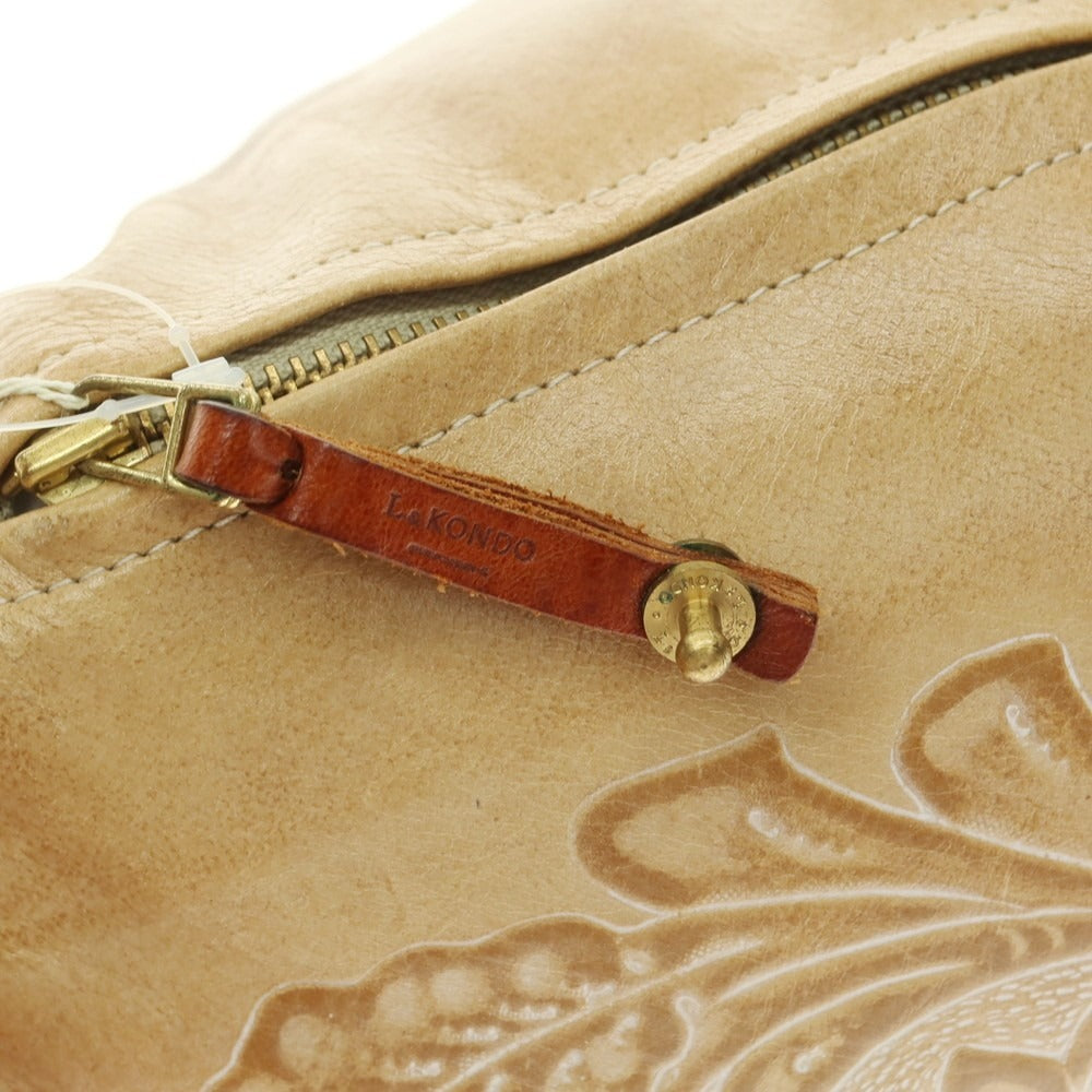 【中古】ルコンド L&KONDO カービング加工レザー クッション ベージュ【 M 】【 状態ランクA 】【 ユニセックス 】