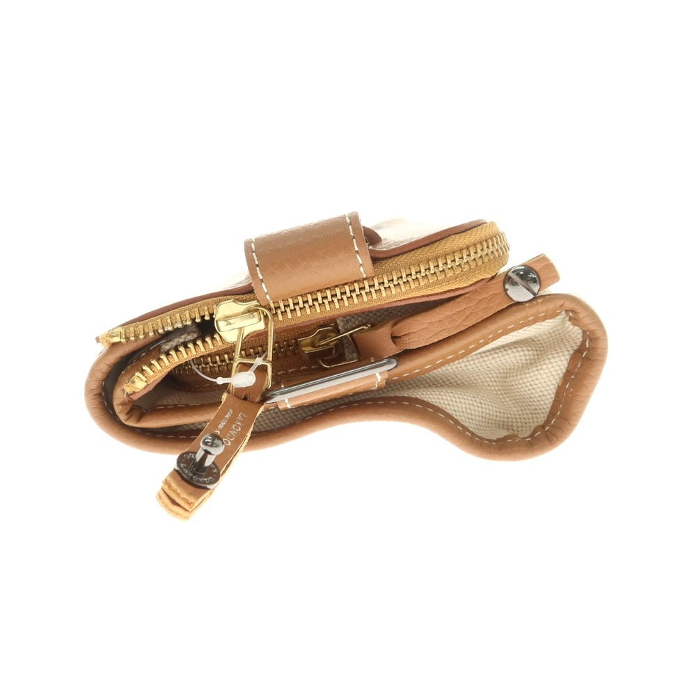 【中古】ルコンド L&KONDO レザー×リネン クラッチバッグ キャメルブラウンxナチュラル【 状態ランクA 】【 ユニセックス 】