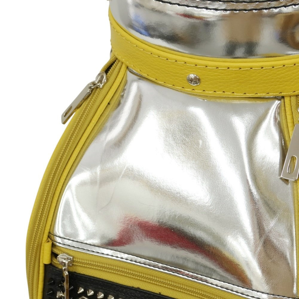 【中古】【未使用】ボンジャポネ BONJAPONE × KOYAMA GOLF BAG FACTORY PUNK レザー スタッズ ゴルフバッグ シルバーxイエロー系【 状態ランクS 】【 ユニセックス 】