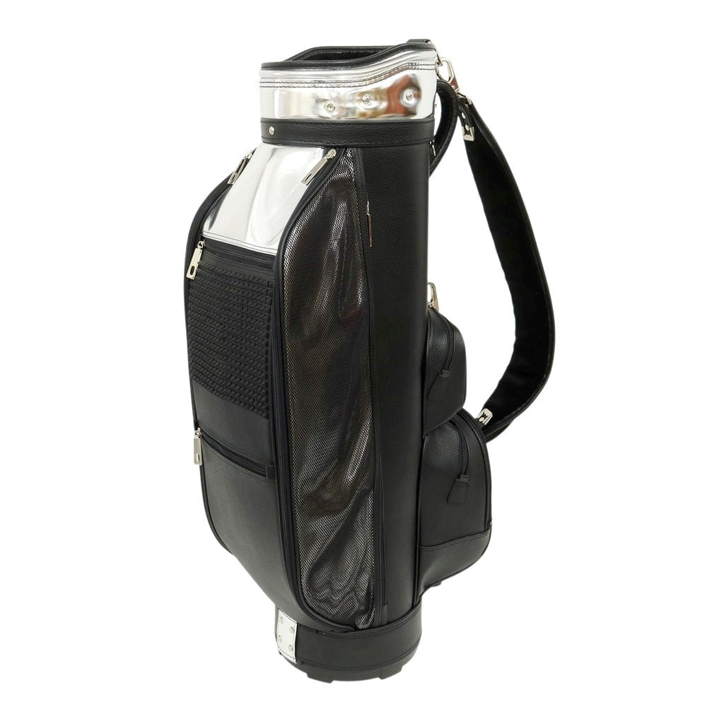 【中古】【未使用】ボンジャポネ BONJAPONE × KOYAMA GOLF BAG FACTORY Kruger レザー スタッズ ゴルフバッグ ブラックxシルバー【 9型 】【 状態ランクS 】【 ユニセックス 】