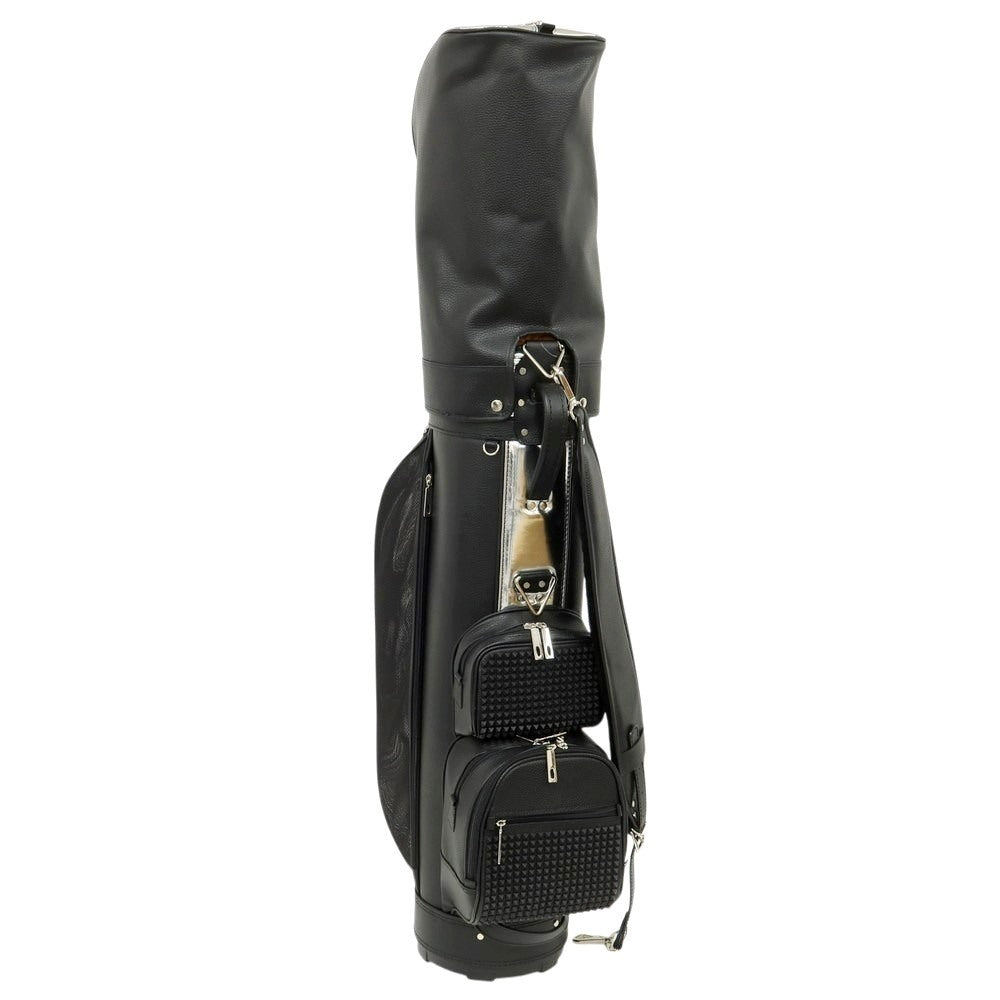 【中古】【未使用】ボンジャポネ BONJAPONE × KOYAMA GOLF BAG FACTORY Kruger レザー スタッズ ゴルフバッグ ブラックxシルバー【 9型 】【 状態ランクS 】【 ユニセックス 】